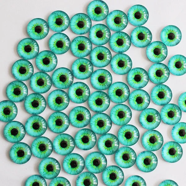12mm 22colors for Choice All In Pairs Dragon Eyes Round Glass Cabochon Jewelry Finding Cameo Pendant Settings 50pcs/lot K03036