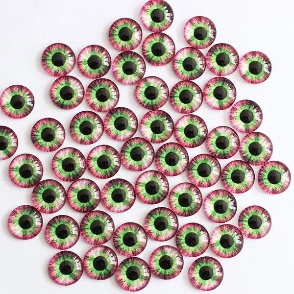 12mm 22colors for Choice All In Pairs Dragon Eyes Round Glass Cabochon Jewelry Finding Cameo Pendant Settings 50pcs/lot K03036