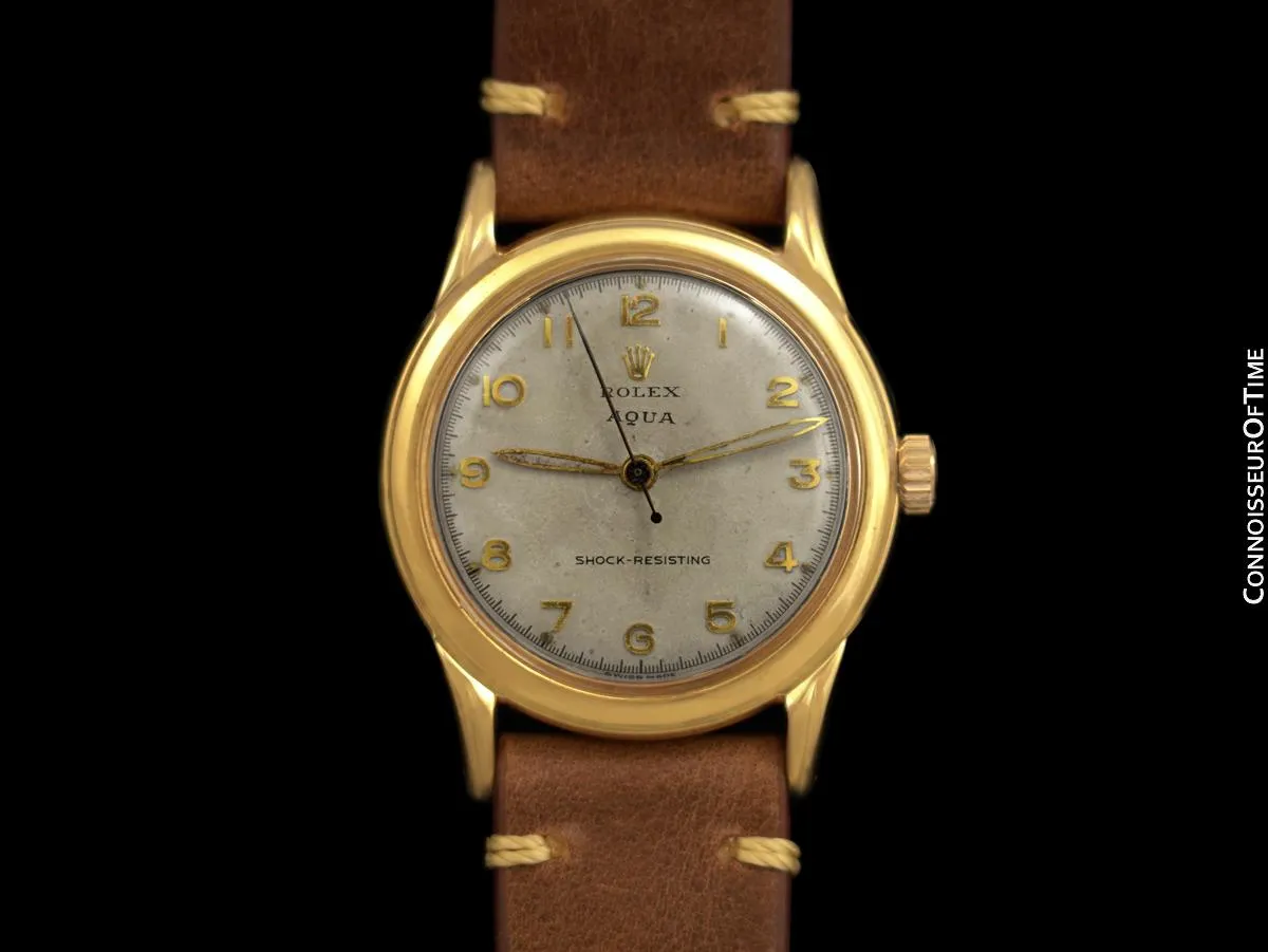 1940's Rolex Aqua Vintage Mens Claw Lug Handwound Watch - 10K Solid Gold