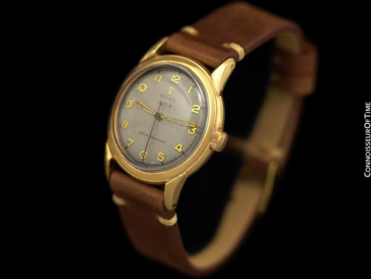 1940's Rolex Aqua Vintage Mens Claw Lug Handwound Watch - 10K Solid Gold