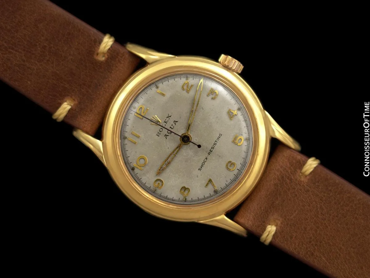 1940's Rolex Aqua Vintage Mens Claw Lug Handwound Watch - 10K Solid Gold