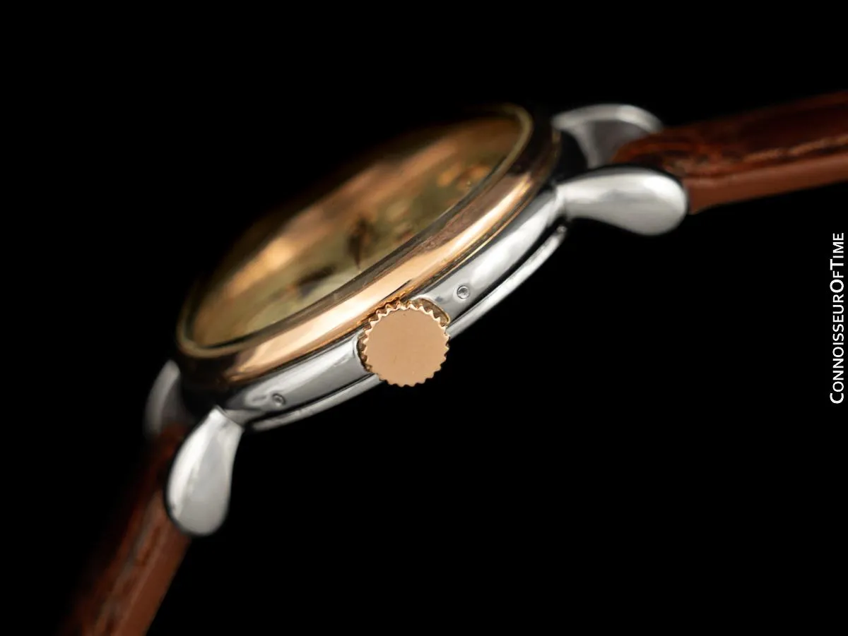 1948 Jaeger-LeCoultre Vintage Mens Triple Date Calendar Moonphase Watch - Stainless Steel & 18K Rose Gold