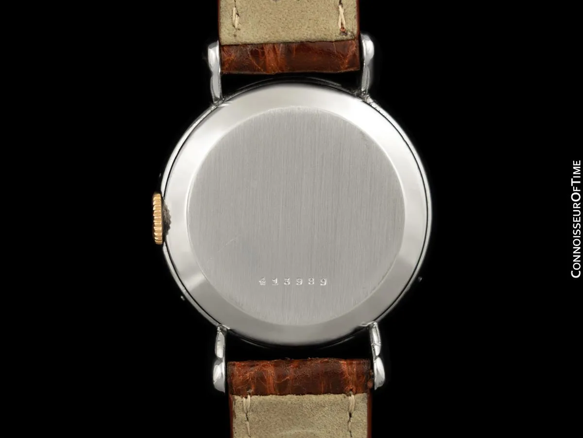 1948 Jaeger-LeCoultre Vintage Mens Triple Date Calendar Moonphase Watch - Stainless Steel & 18K Rose Gold