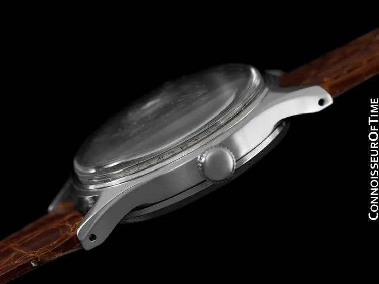 1950's Swiss Harvel Date-O-Graph Vintage Large Mens Triple Date Calendar Christian Watch - Stainless Steel