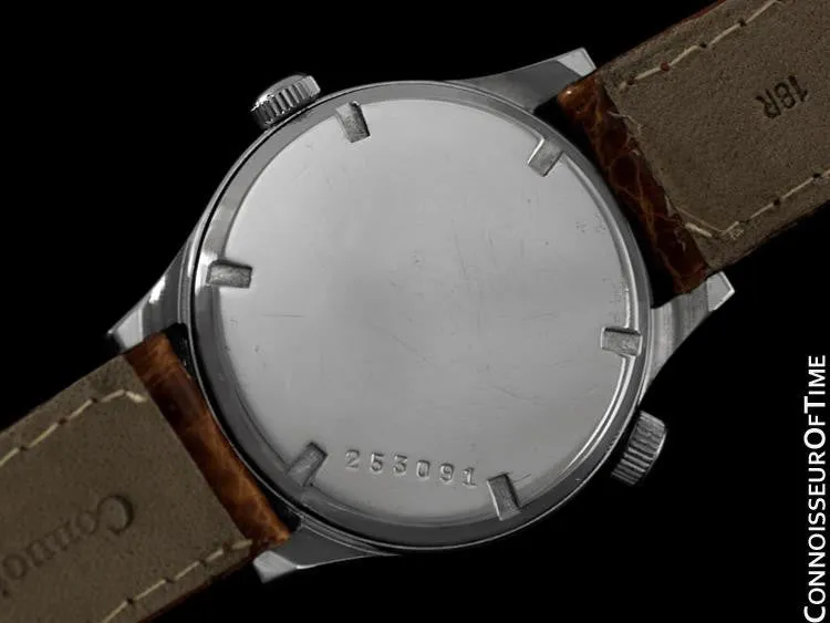 1950's Swiss Harvel Date-O-Graph Vintage Large Mens Triple Date Calendar Christian Watch - Stainless Steel