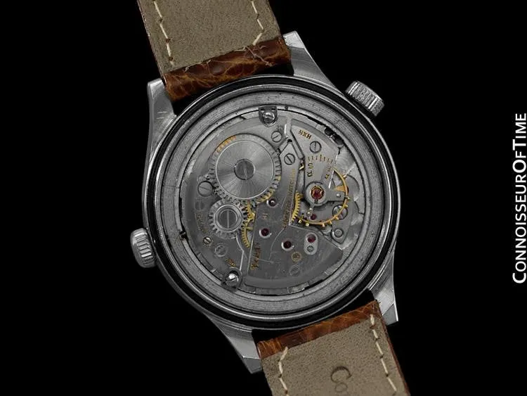 1950's Swiss Harvel Date-O-Graph Vintage Large Mens Triple Date Calendar Christian Watch - Stainless Steel