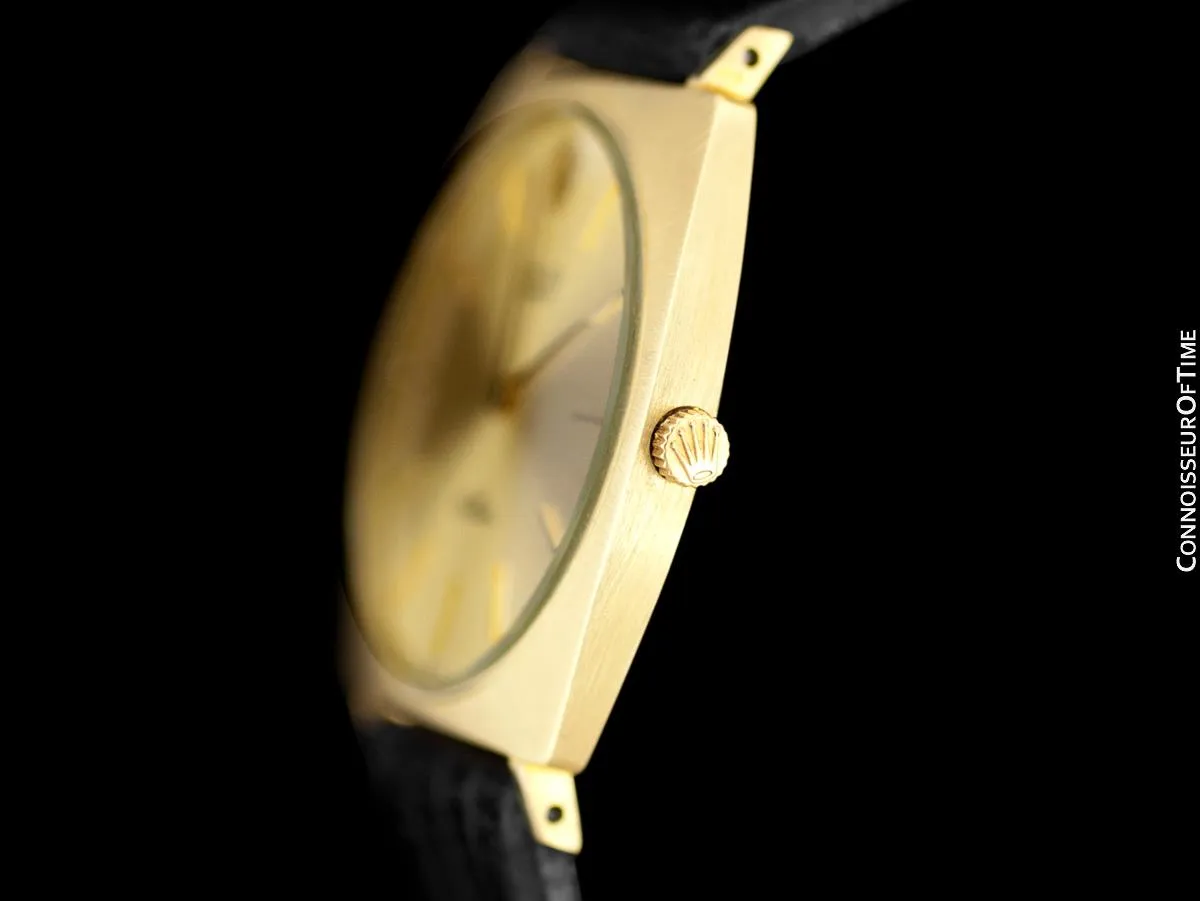 1960's Rolex Cellini Vintage Mens Midsize Handwound Watch, Ref. 3714 - 18K Gold