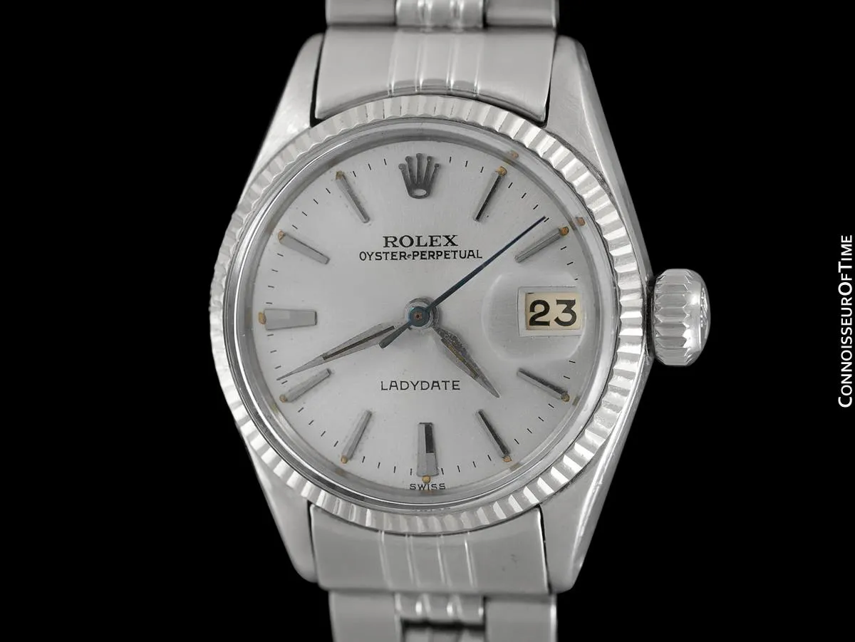 1961 Rolex Classic Vintage Ladydate Ladies Date (Datejust) Watch, Silver Dial - Stainless Steel and 18K White Gold