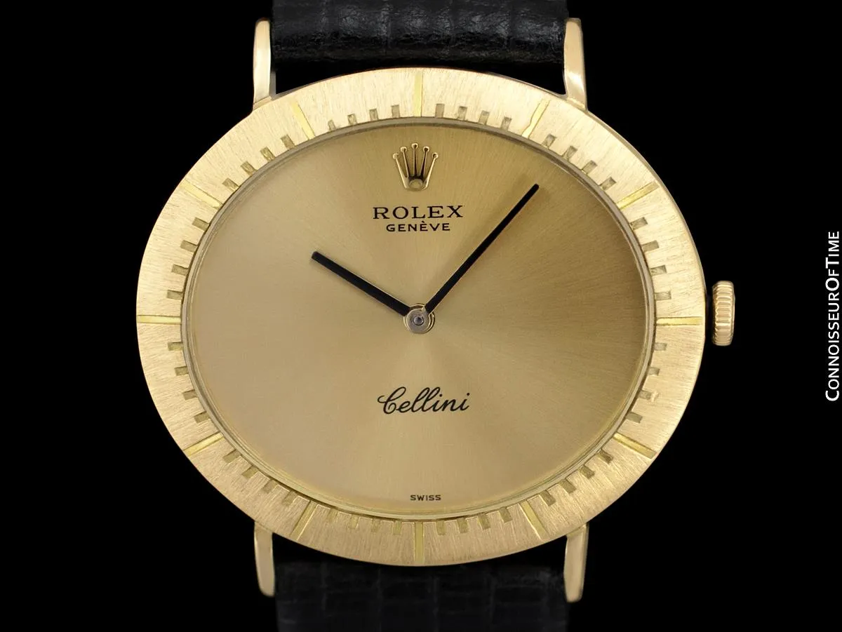 1971 Rolex Cellini Vintage Mens Midsize Handwound Watch, Ref. 4083 - 18K Gold