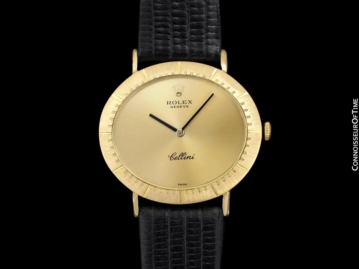 1971 Rolex Cellini Vintage Mens Midsize Handwound Watch, Ref. 4083 - 18K Gold