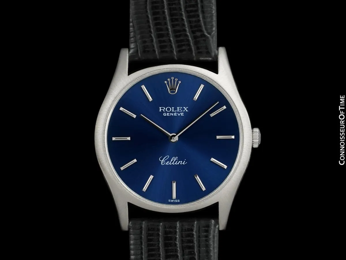 1973 Rolex Cellini Vintage Mens Handwound Dress Watch, Ref. 3804 - 18K White Gold