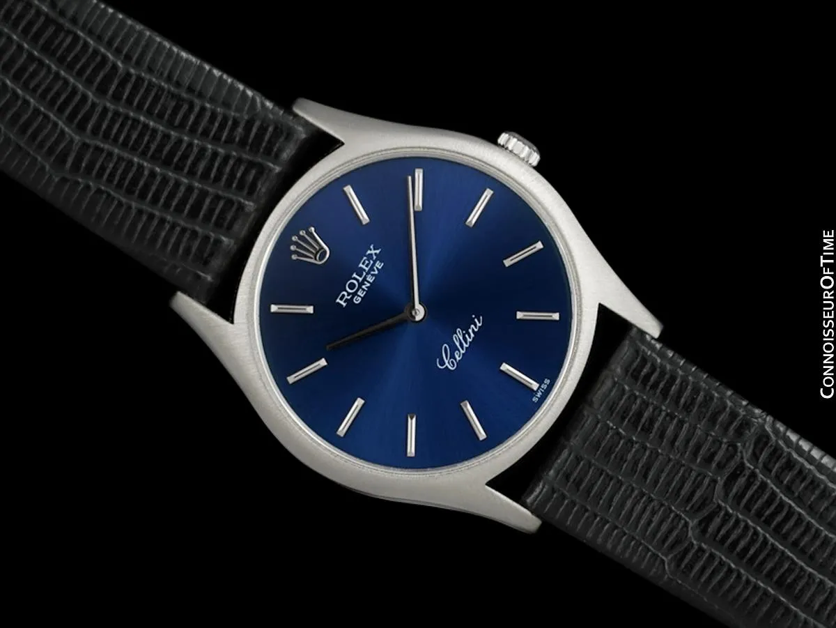 1973 Rolex Cellini Vintage Mens Handwound Dress Watch, Ref. 3804 - 18K White Gold