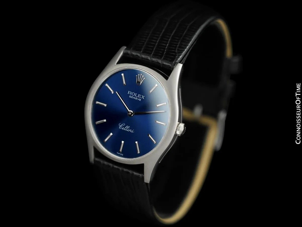1973 Rolex Cellini Vintage Mens Handwound Dress Watch, Ref. 3804 - 18K White Gold