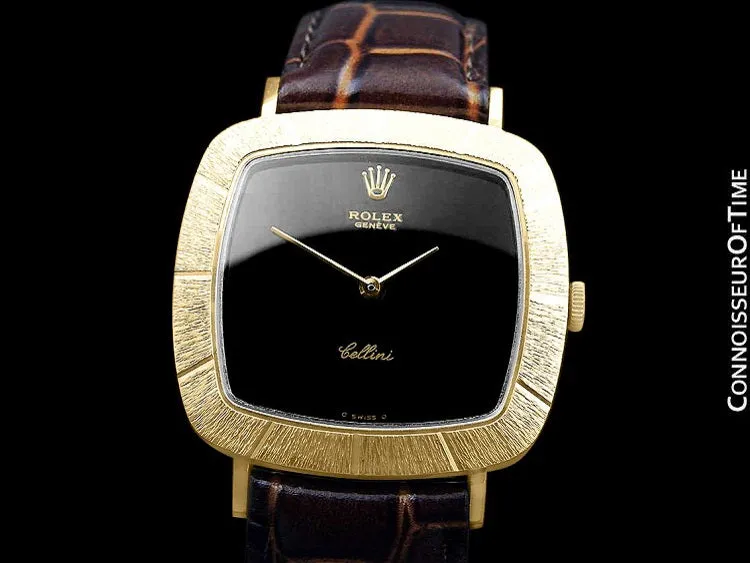 1973 Rolex Cellini Vintage Mens Midsize Handwound TV Watch, Ref. 3805 - 18K Gold
