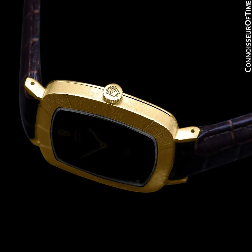 1973 Rolex Cellini Vintage Mens Midsize Handwound TV Watch, Ref. 3805 - 18K Gold