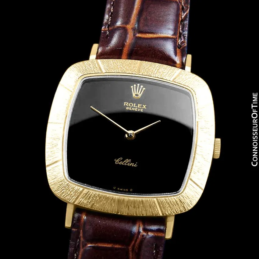 1973 Rolex Cellini Vintage Mens Midsize Handwound TV Watch, Ref. 3805 - 18K Gold