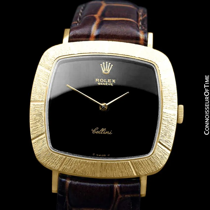 1973 Rolex Cellini Vintage Mens Midsize Handwound TV Watch, Ref. 3805 - 18K Gold