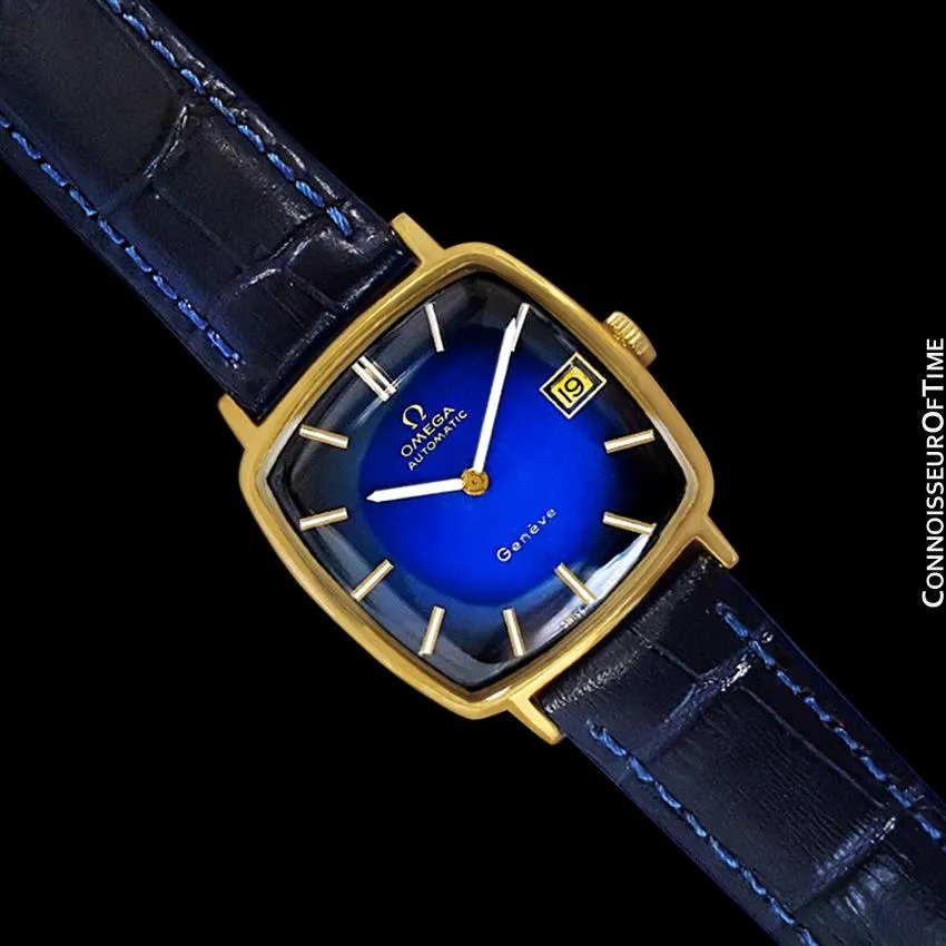 1974 Omega Geneve Vintage Mens Midsize 18K Gold Plated Watch - Mint with Warranty