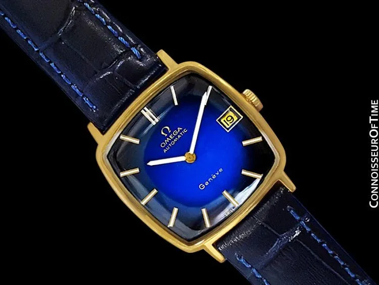 1974 Omega Geneve Vintage Mens Midsize 18K Gold Plated Watch - Mint with Warranty