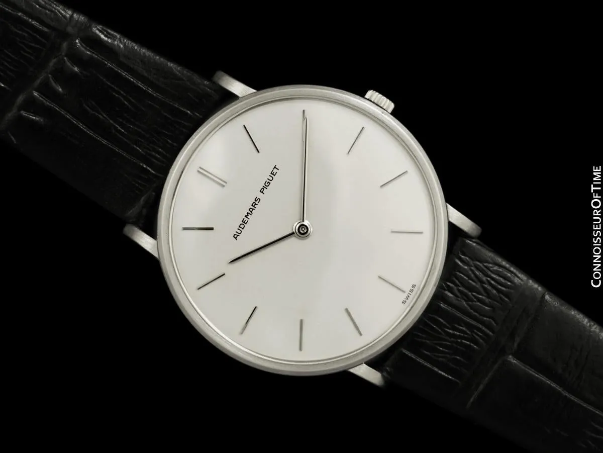 1975 Audemars Piguet "Extra-Flat" Vintage Mens Midsize Watch - 18K White Gold