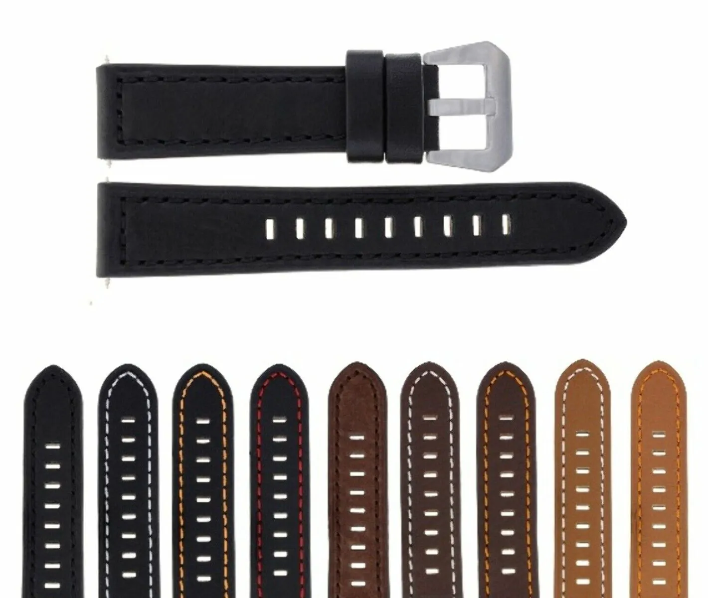 20-22-24MM  LEATHER WATCH BAND STRAP FOR ZENITH PILOT AERONEV TYPE 20 WATCH