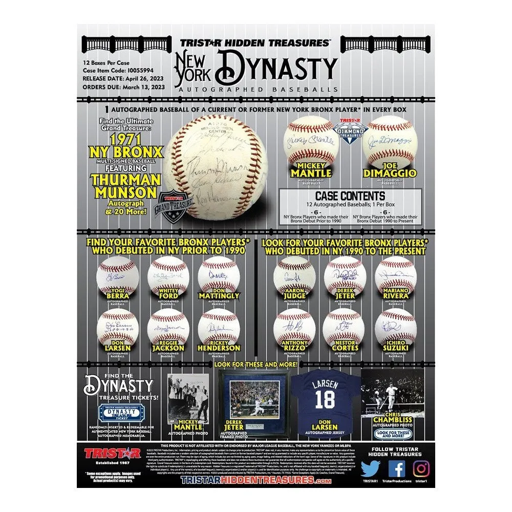 2023 TriStar Hidden Treasures New York Dynasty Signed Mystery Baseball