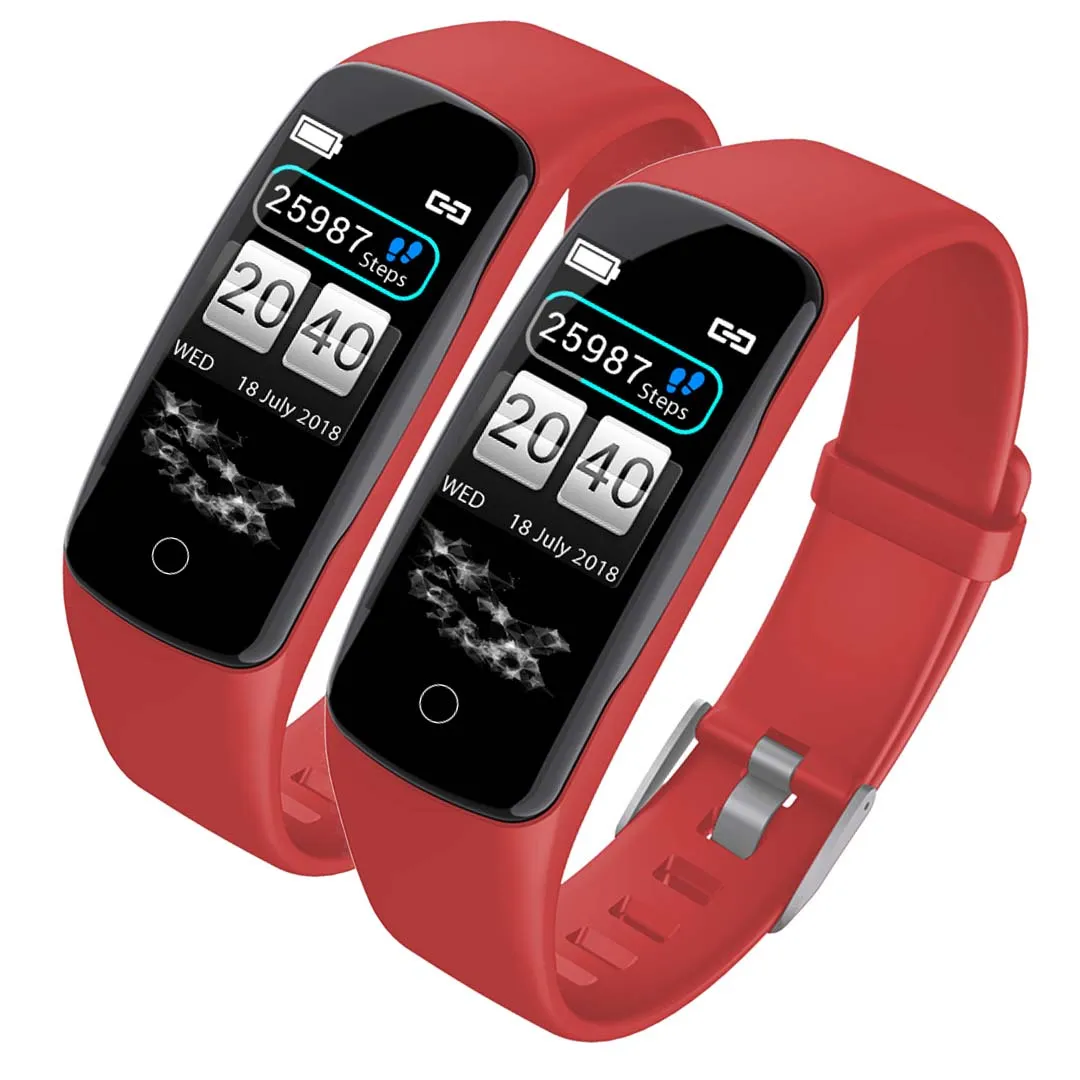 2X Sport Monitor Wrist Touch Fitness Tracker Smart Watch Red - Premium