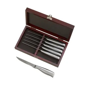 6 Piece Steak Knife Set with Hinged Rosewood Case by Creative Gifts