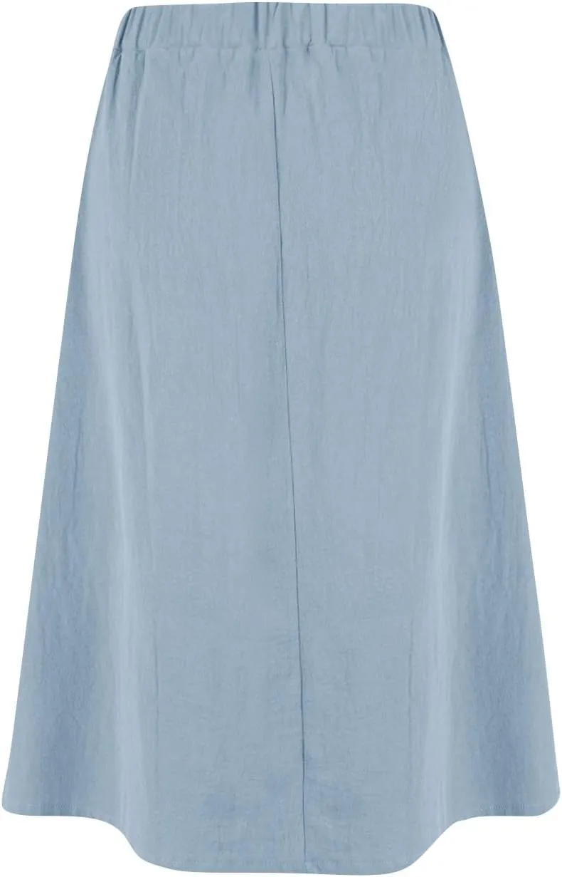 A Line Midi Skirt for Womens Vintage Front Button Swing Skirts Summer Casual High Waisted Pleated Midi Skirt with Pockets