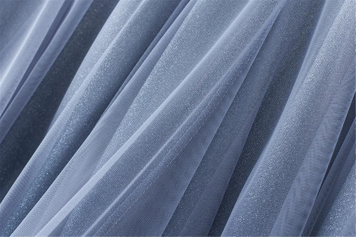 A Line Swing Midi Skirt for Women, Gradient Color Ruffles Pleated Tulle Skirts