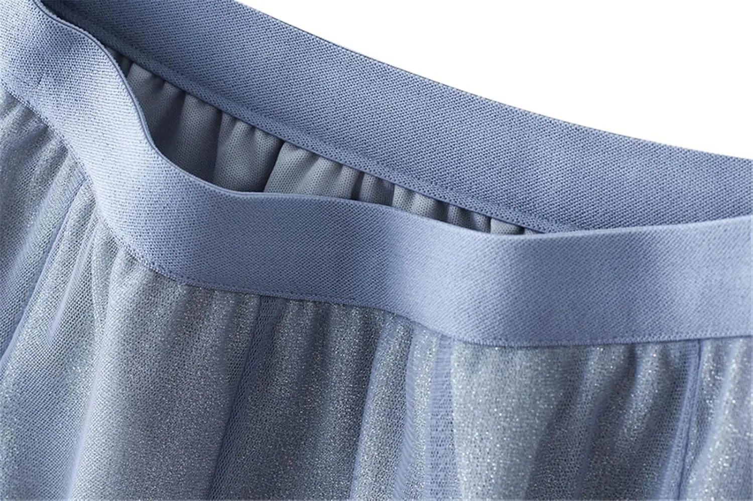 A Line Swing Midi Skirt for Women, Gradient Color Ruffles Pleated Tulle Skirts