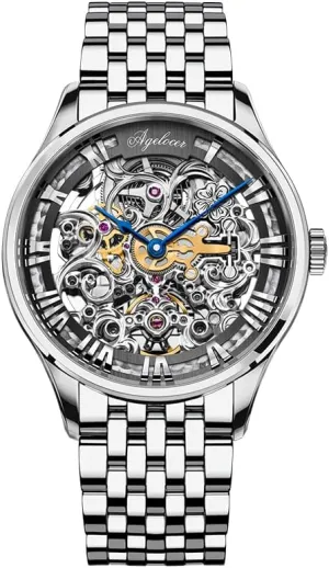 AGELOCER Automatic Watches for Men Mechanical Tourbillon Skeleton Watch Men's Wrist Watch Luxury Dress Watch Business Watches Skeleton Dial