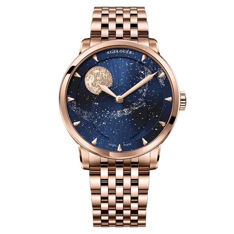 AGELOCER Designer Moon Phase Luxury Watch