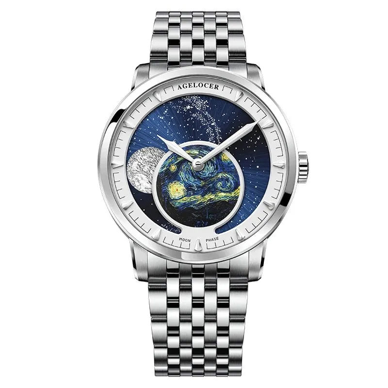 AGELOCER Designer Moon Phase Luxury Watch