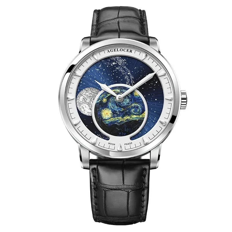 AGELOCER Designer Moon Phase Luxury Watch