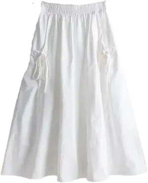 All-Match Solid Color Lace Up Spliced Loose Skirt Female Elastic High Waist Midi Skirts Summer Women Clothing
