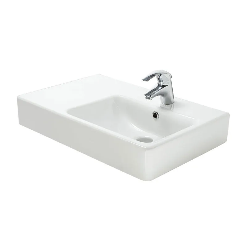 Argent Evo 650 Asymmetric Basin RH Bowl LH Shelf No Tap Hole - Gloss White