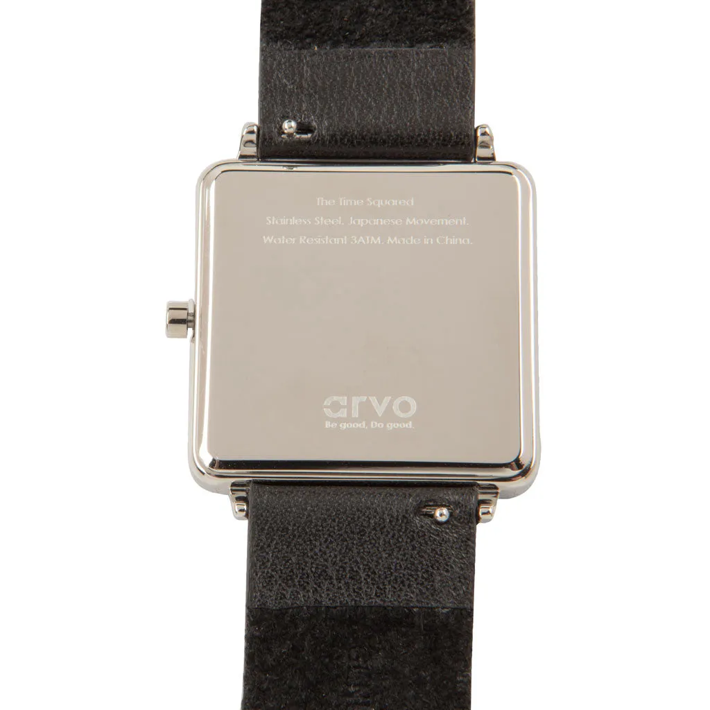Arvo Time Squared Watch - Black Leather