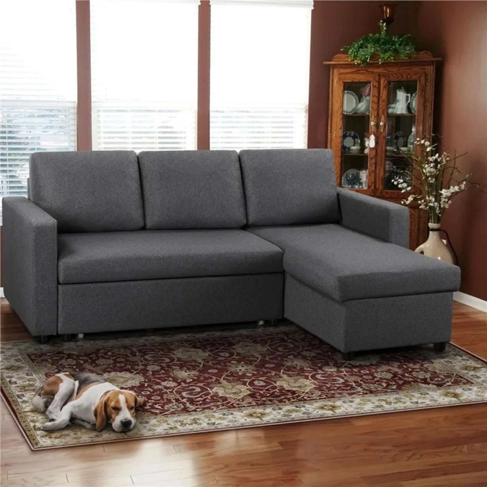 Avila Reversible Sectional Sofa Bed in Dark Gray