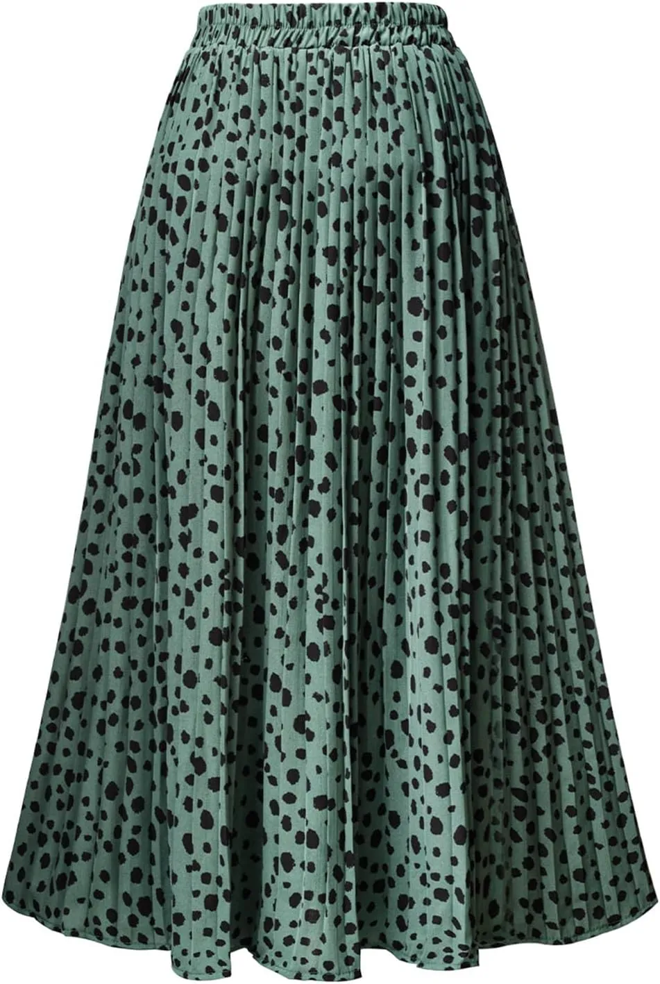 Basoteeuo Womens Skirt Leopard Print Midi Long Shirring Pleated Skirts High Waisted A Line Skirts