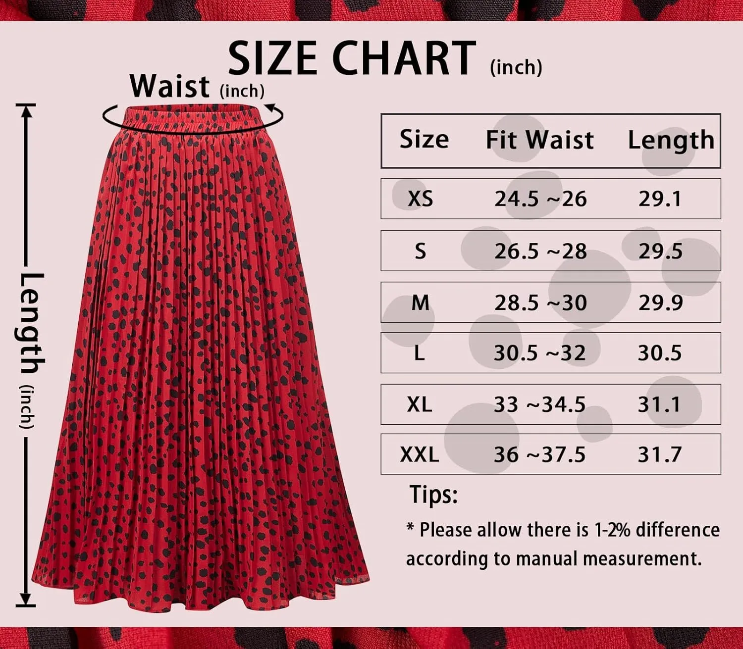 Basoteeuo Womens Skirt Leopard Print Midi Long Shirring Pleated Skirts High Waisted A Line Skirts