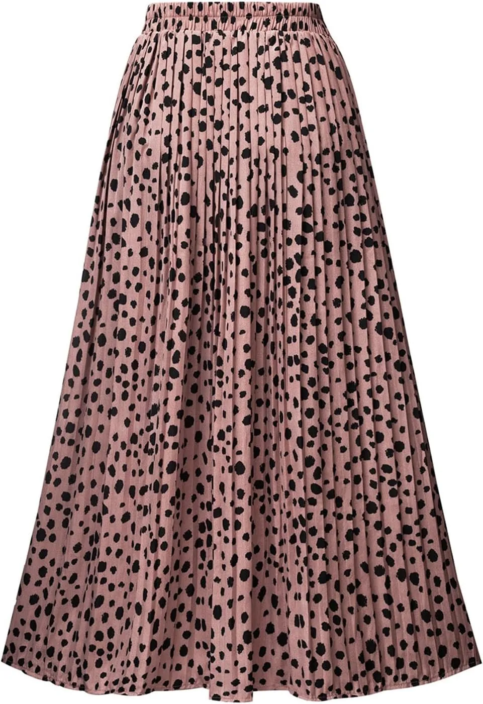 Basoteeuo Womens Skirt Leopard Print Midi Long Shirring Pleated Skirts High Waisted A Line Skirts