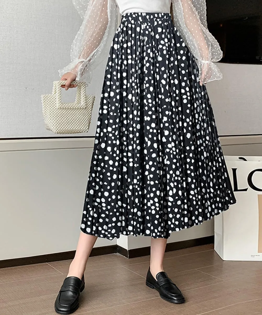 Basoteeuo Womens Skirt Leopard Print Midi Long Shirring Pleated Skirts High Waisted A Line Skirts