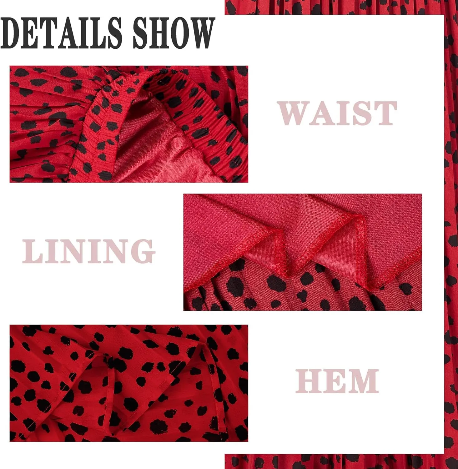 Basoteeuo Womens Skirt Leopard Print Midi Long Shirring Pleated Skirts High Waisted A Line Skirts