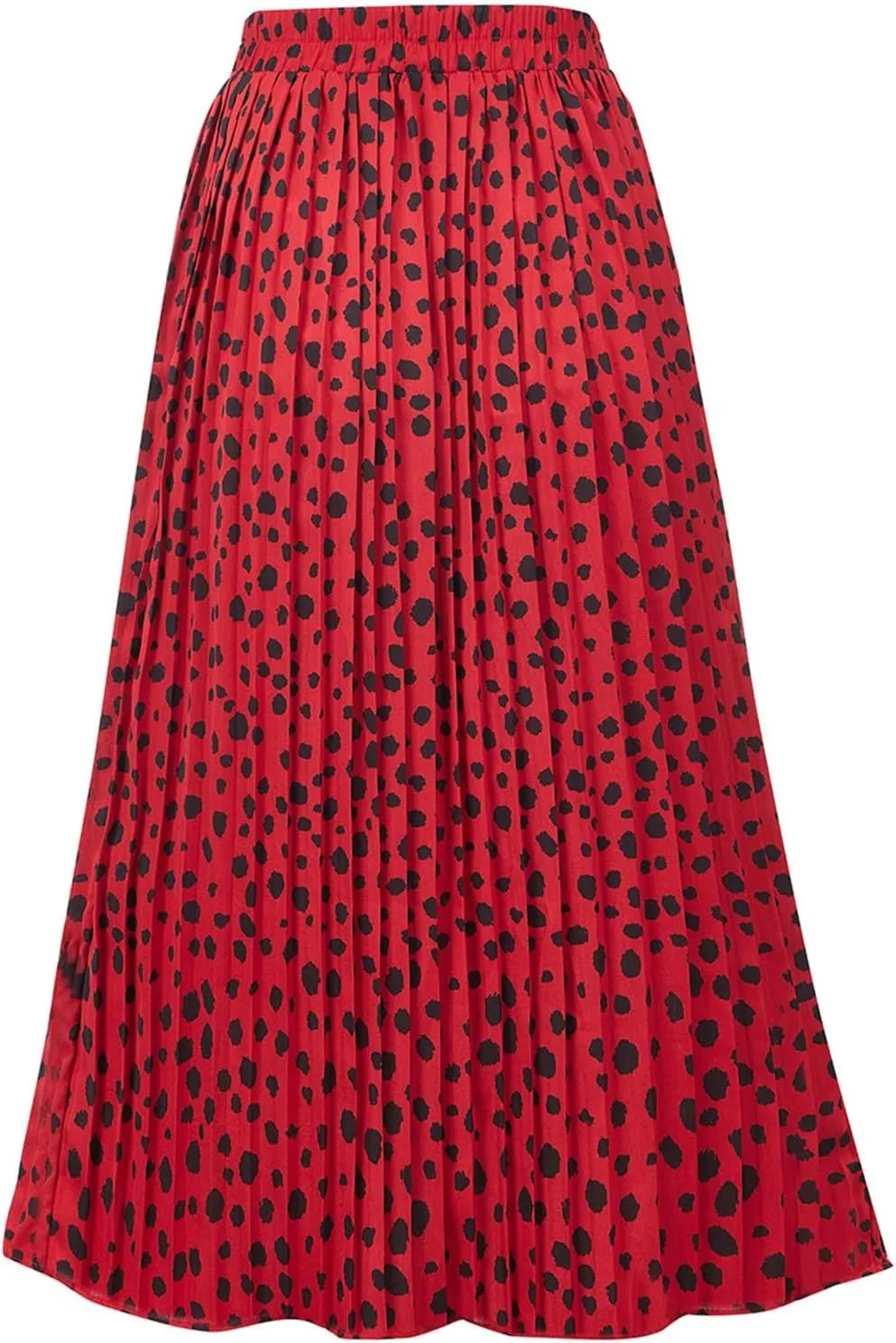 Basoteeuo Womens Skirt Leopard Print Midi Long Shirring Pleated Skirts High Waisted A Line Skirts