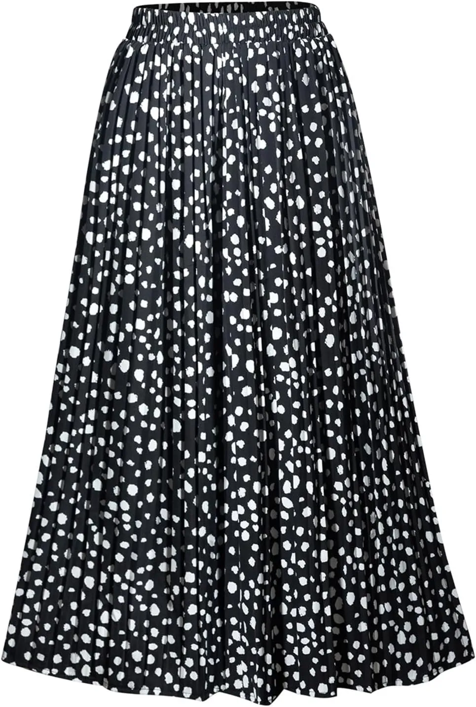 Basoteeuo Womens Skirt Leopard Print Midi Long Shirring Pleated Skirts High Waisted A Line Skirts