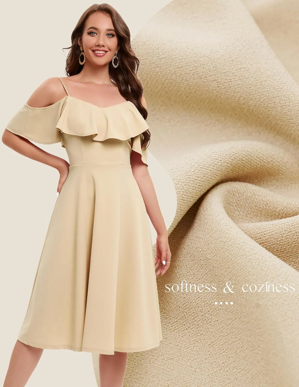 Bbonlinedress Womens Off Shoulder Summer Wedding Guest Dress Formal Cocktail Prom Graduation Homecoming A-line Midi Dress