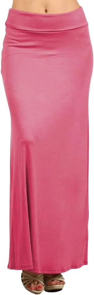 Belle Donne- Maxi Skirt, Women's Maxi Skirt Stretchy Full Length Skirt, Solid Color Long Womens Fall Skirts