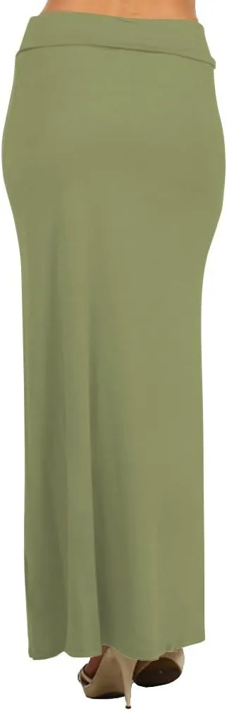 Belle Donne- Maxi Skirt, Women's Maxi Skirt Stretchy Full Length Skirt, Solid Color Long Womens Fall Skirts