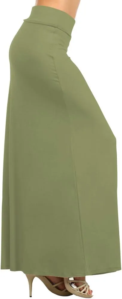 Belle Donne- Maxi Skirt, Women's Maxi Skirt Stretchy Full Length Skirt, Solid Color Long Womens Fall Skirts